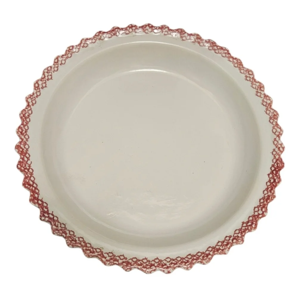 Vintage ABC Distributing Ceramic Pie Plate Lid Dish Country Kitchen Red Hearts